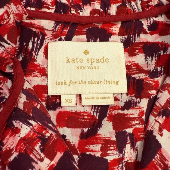 Kate Spade Dress Size XS Red White Silk Flowy - Picture 5 of 9